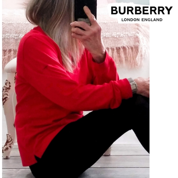 Burberry Tops - BURBERRY WMNS RED COTTON COLLAR GOLF TOP